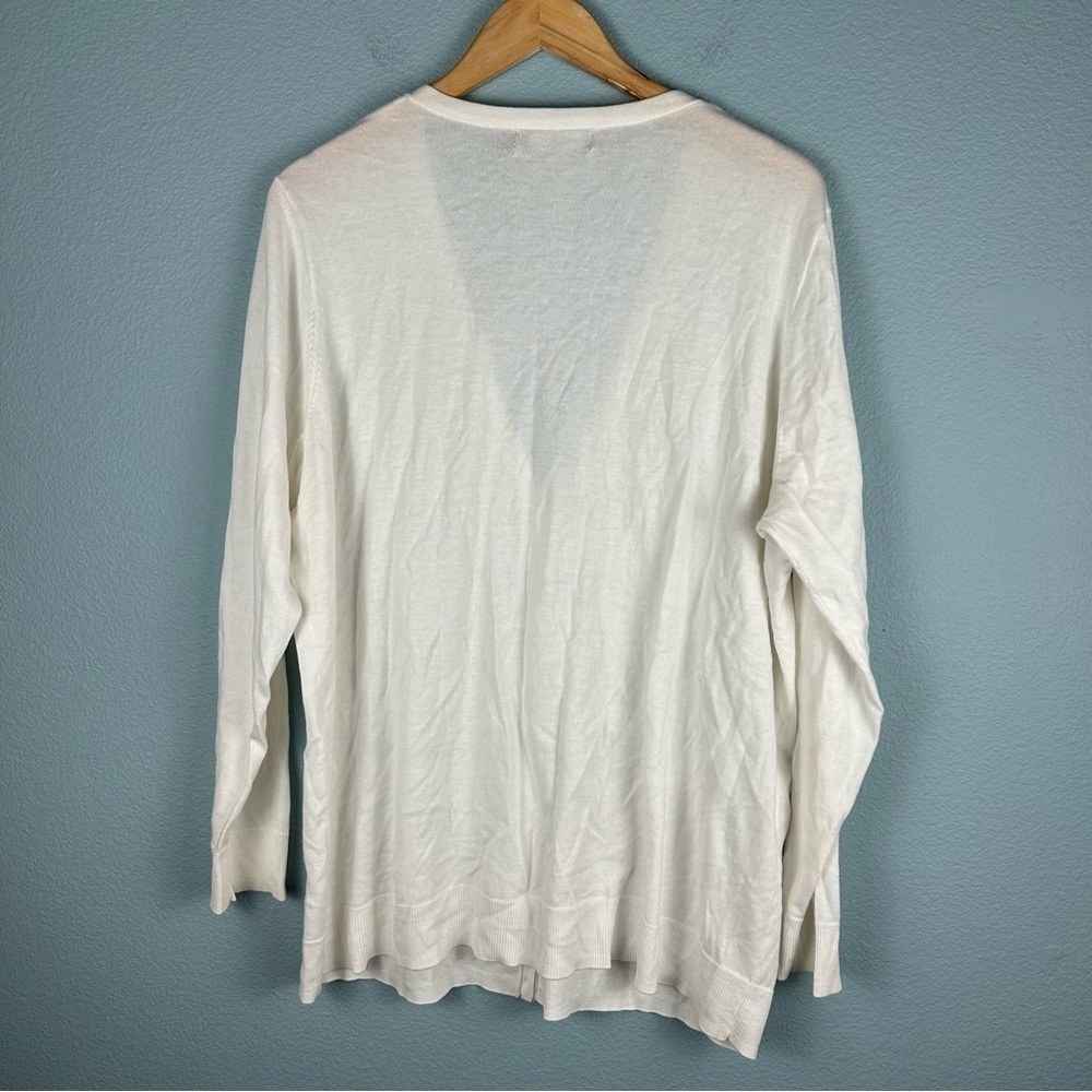 Eloquii Cream Button Up Cardigan Sweater Top 100% Cotton Women's Size 18/20 - Picture 2 of 7